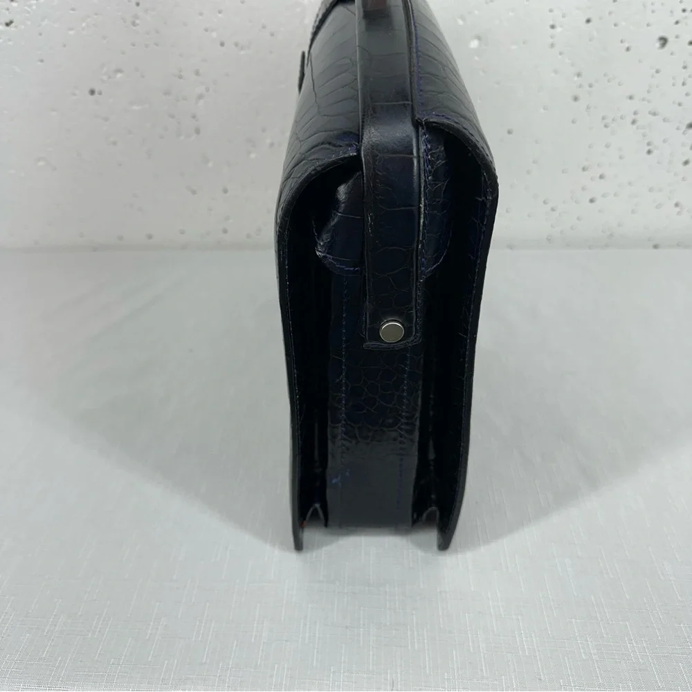 Bosca Blue Alligator Leather Partners Briefcase and Key - Picture 3 of 16